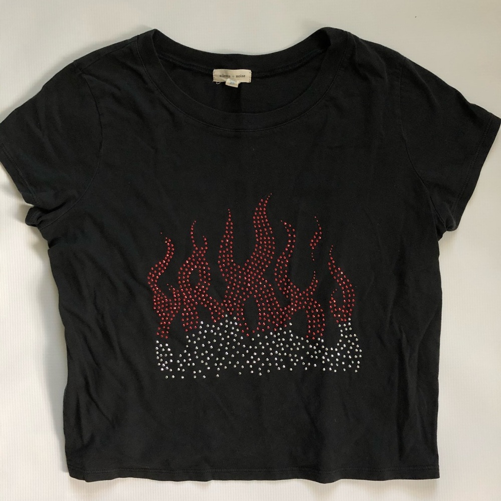 Urban Outfitters (Silence + Noise) Crop Top with Gem Flame Design